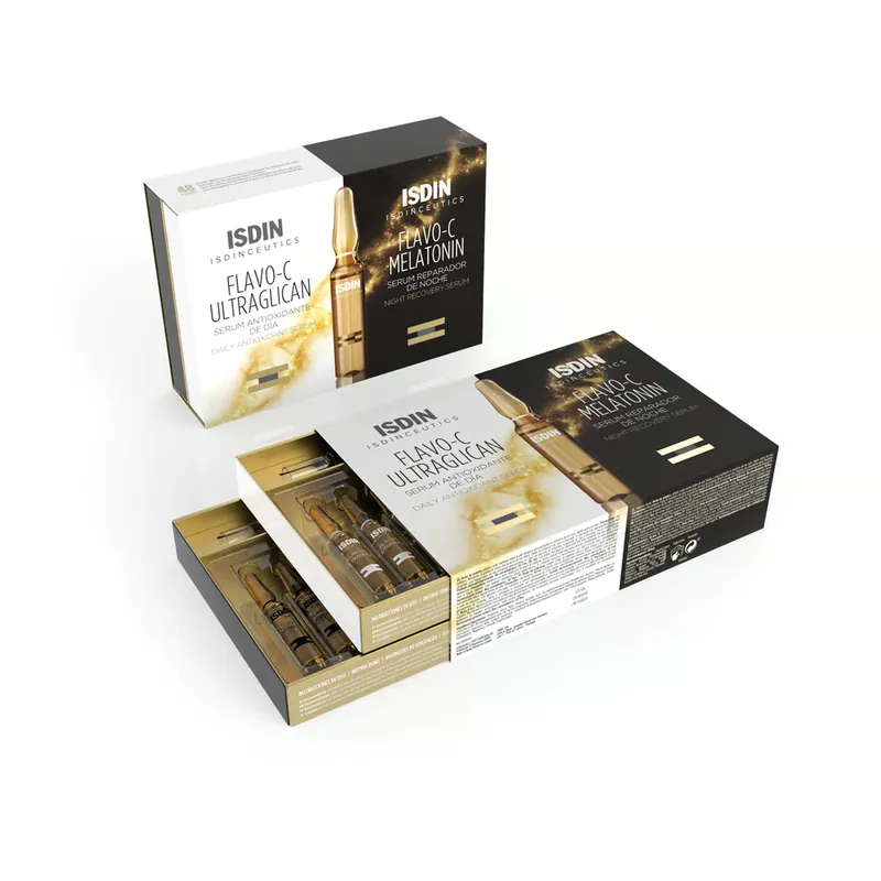 ISDINCEUTICS Flavo-C Ultraglican + Flavo-C Melatonin Yö 10+10 x2ml Suomi Toimitus Rajoitettu Tarjous
