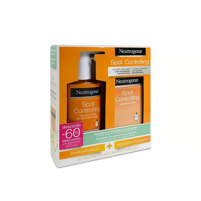 Neutrogena Spot Controlling Puhdistusgeeli 200ml + Kosteusvoide 50ml Suomi Toimitus Korkea Laatu