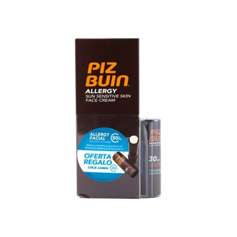Piz Buin Allergy Aurinkoherkälle Iholle Kasvovoide SPF50+ + Aurinkohuulipuna SPF30 Suomi Toimitus Pakollinen (Must-Have)