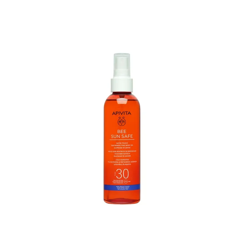 Pikatoimitus APIVITA Bee Sun Safe Satiininen Ihonpuolen Rusketusta Täydentävä Vartaloöljy SPF30 200ml Suomi Toimitus