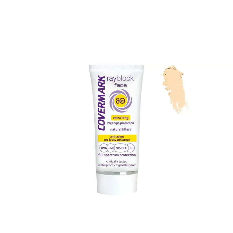 Korkea Laatu Covermark Rayblock Kasvojen Sävyttävä Voide Ikääntymistä Ehkäisevä Aurinkosuoja SPF80 Light Beige 50ml Suomi Toimitus