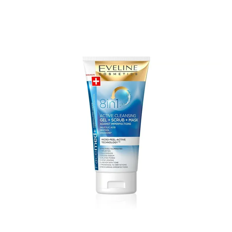 Kampanjahinta Eveline Cosmetics Facemed+ 8-In-1 Puhdistava Geeli+Kuorinta+Naamio 150ml Suomi Toimitus