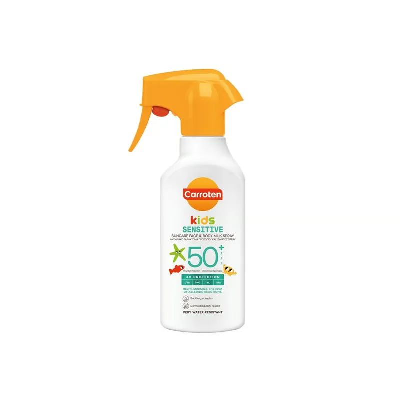 Carroten Kids Sensitive Kasvo- & Vartalomaitosuihke SPF50+ 270ml Suomi Toimitus Suosittu