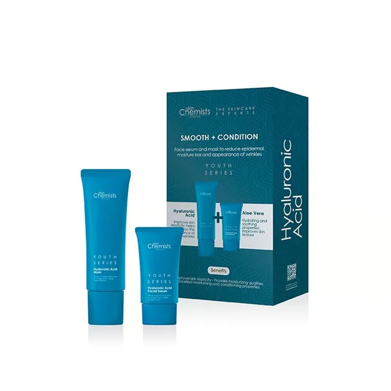 Edullinen skinChemists Youth Series Hyaluronic Acid Silottava + Hoitava -sarja Suomi Toimitus