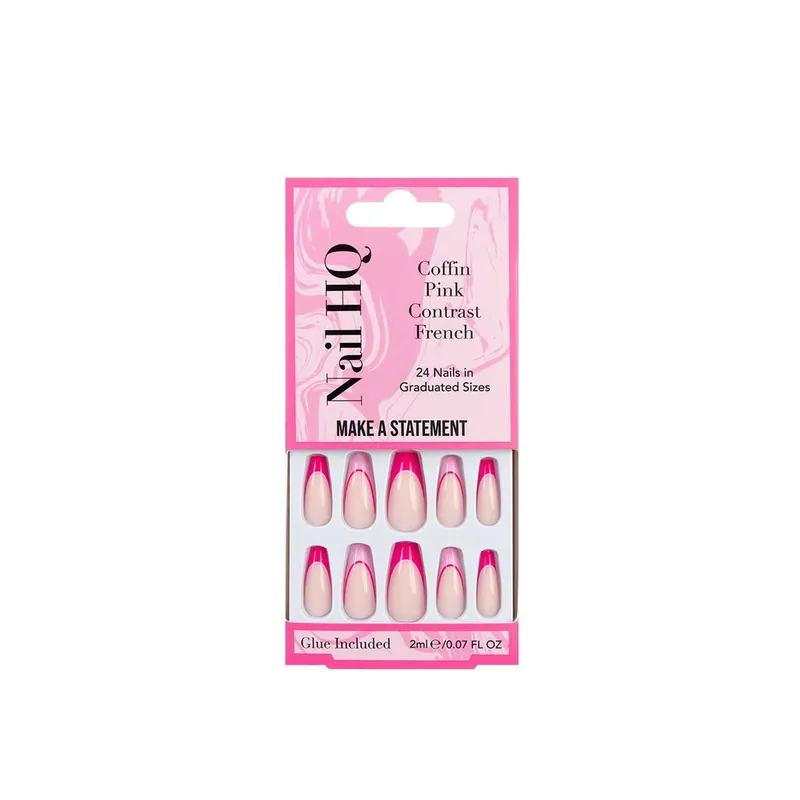 Nail HQ Coffin Pink Contrast Ranskalaiset Kynnet x24 Suomi Toimitus Alennettu