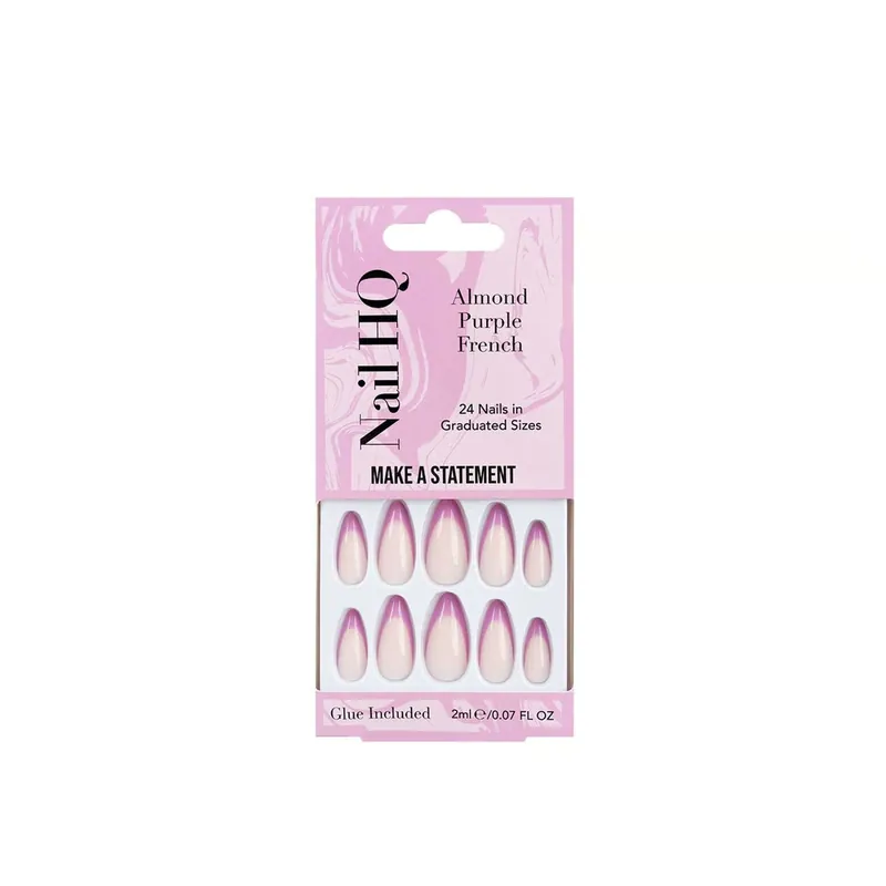 Ajankohtainen Nail HQ Almond Purple French Nails x24 Suomi Toimitus