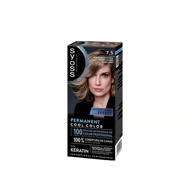 Syoss Permanent Cool Color Hiusväri 7_5 Ash Blonde Suomi Toimitus Alennus