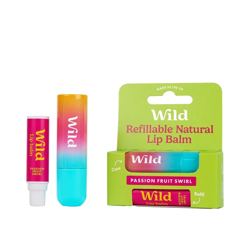 Alennettu Hinta Wild Refillable Luonnollinen Huulivoide Passion Fruit Swirl 4.5g Suomi Toimitus