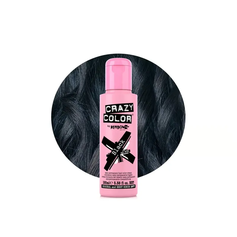 Tarjous Crazy Color Puolipysyvä Hiusväri Voide 030 Black 100ml Suomi Toimitus