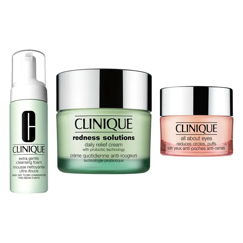 Nopea Toimitus CliniqueSensitive Skin Essentials SetCleansing Foam 125 Ml, Face Cream 50 Ml, Eye Cream 15 ml 190 ml