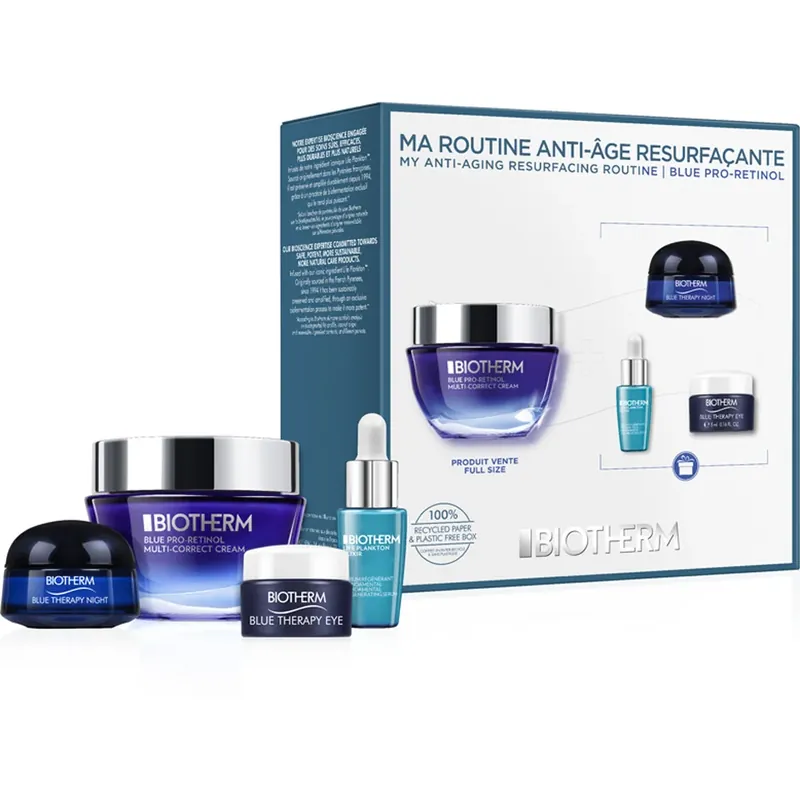 Ajankohtainen BiothermBlue Pro-Retinol Cream SetElixir 7 ml + Cream 50 ml + Night Cream 15 ml + Eye 5 ml