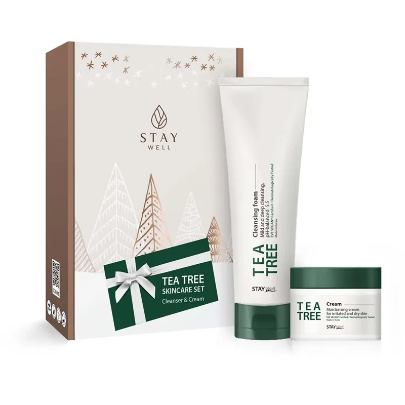 Vain Tänään Stay WellVegan Tea Tree Calming Cleanser & Cream 2 pcs