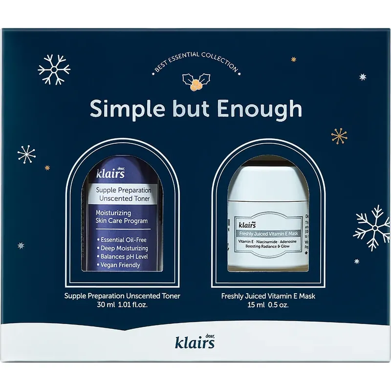 KlairsSimple but Enough - Skincare KitUnscented Toner & Vitamin E Mask 45 ml Vain Rajoitetun Ajan