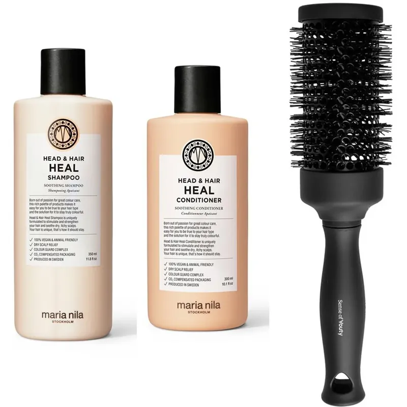 Uusi Malli Maria NilaHeal Your Hair SetShampoo 350 ml, Conditioner 300 ml & Blowout Brush