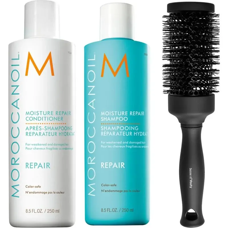 Bestseller MoroccanoilMoisture Repair SetShampoo 250ml, Conditioner 250ml & Blowout Brush 500 ml