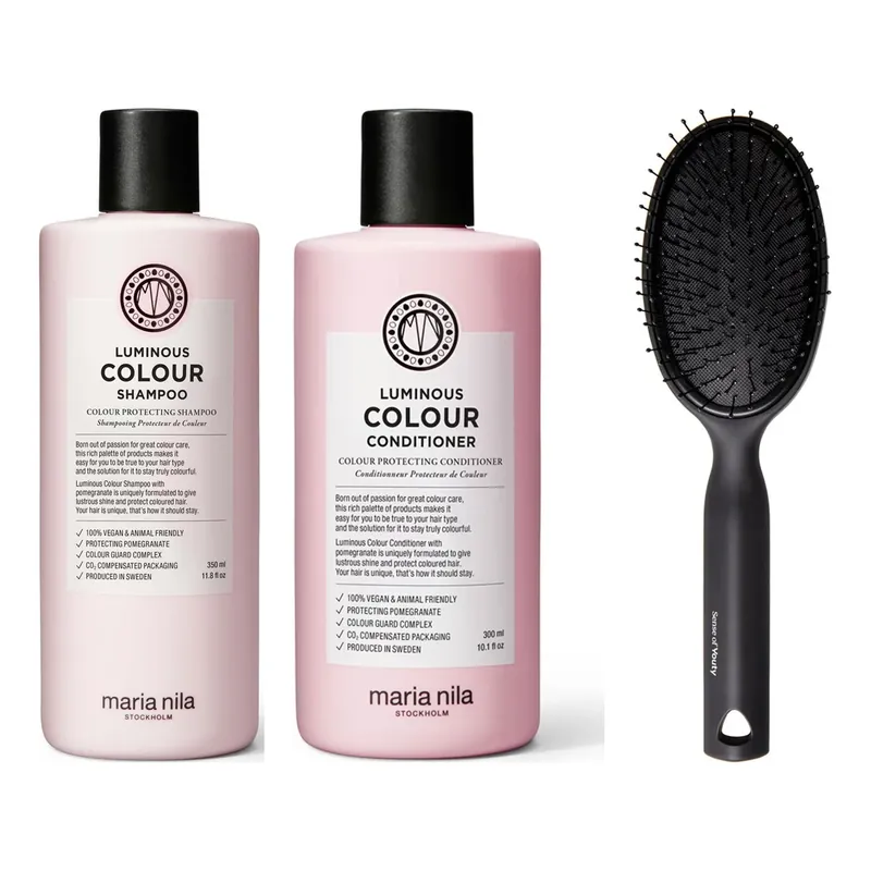 Rajoitettu Tarjous Maria NilaLuminous Color Care With Detangling BrushShampoo 350 ml & Conditioner 300 ml & Brush 650 ml