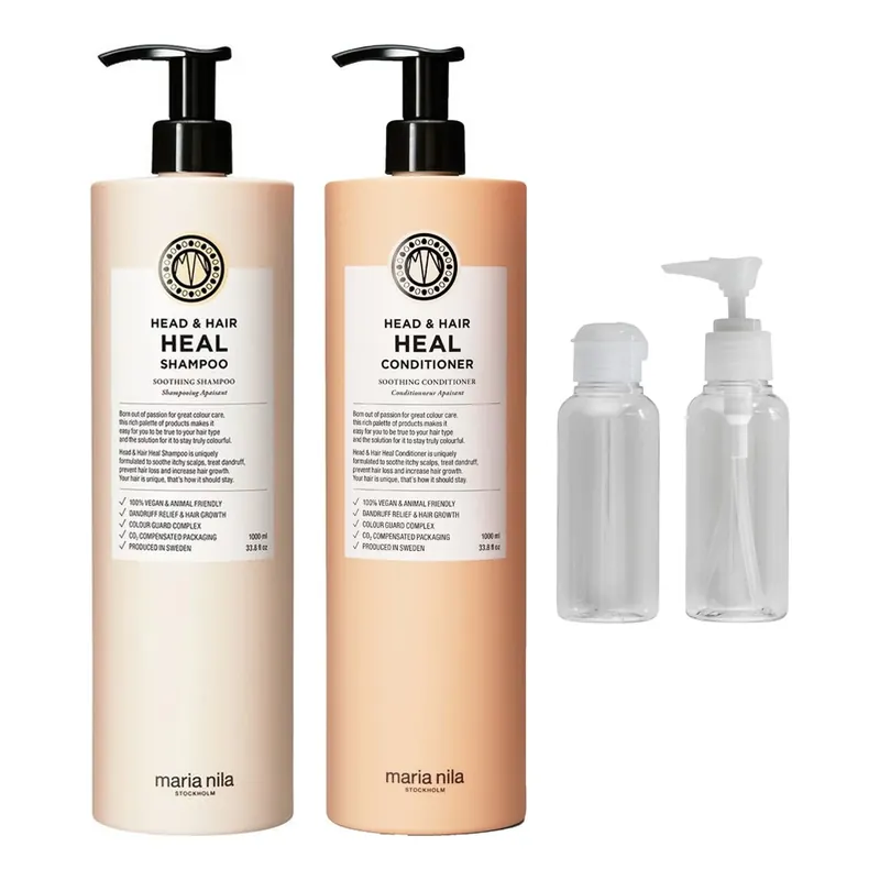 Bestseller Maria NilaHead & Hair Heal Big Size KitShampoo 1000 ml, Conditioner 1000 ml & Travel Bottle
