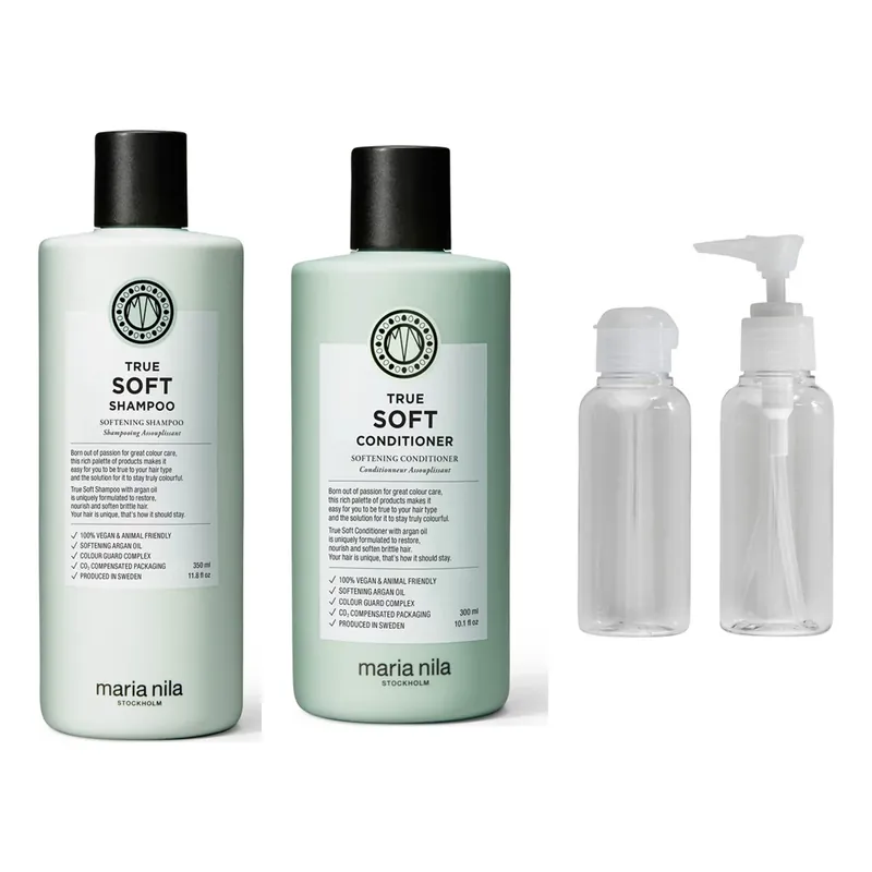 Maria NilaTrue Soft KitShampoo 350 ml, Conditioner 300 ml & Travel Bottle Kuuma Tarjous