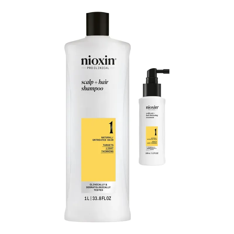 Uusi Kokoelma NioxinSystem 1 Shampoo & Treatment Set1000ml Shampoo & 100ml Serum 1100 ml