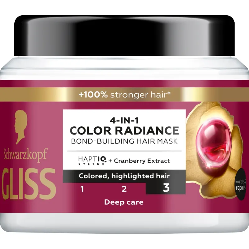 Nopea Toimitus SchwarzkopfGliss 4-In-1 Color Radiance Bond-Building Hair Mask 400 ml