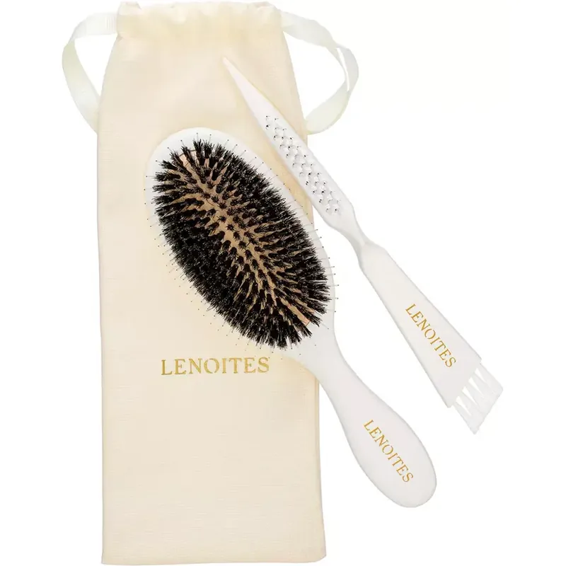 Halpa LenoitesWild Boar Hair Brush with Cleaning ToolWhite 1 pcs