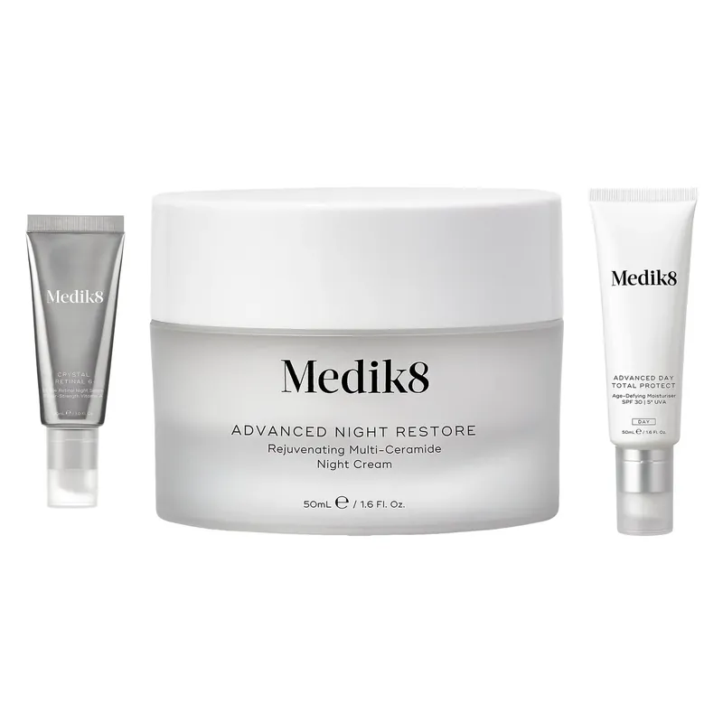 Asiakkaiden Suosikki Medik8Complete Retinal Skin RoutineSerum 30 Ml, Night Cream 50 Ml, Day SPF 50 ml 130 ml