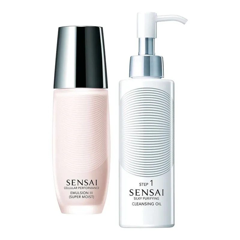 SensaiHydrate & Cleanse Set (Super Moist Emulsion + Cleansing Oil) Korkea Laatu