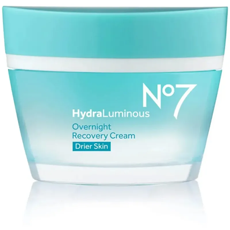 Turvallinen Maksu No7Hydraluminous Overnight Recovery Cream for Dry Skin, HydrationOvernight Recovery Cream for Dry Skin 50 ml