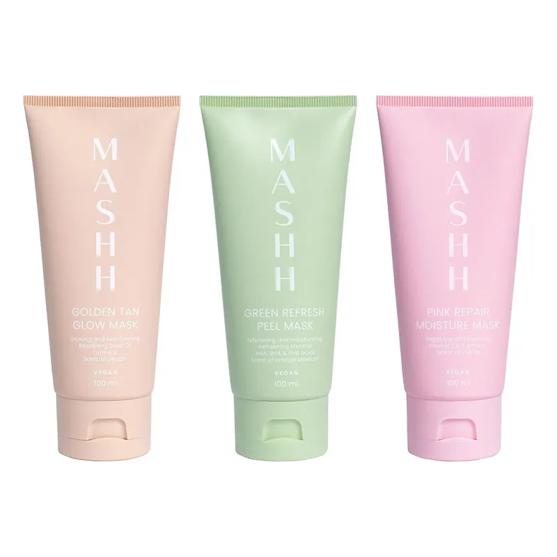 MASHHTriple Mask Glow RitualGolden Tan & Glow, Green Refresh & Peel, Pink Repair Moisture – 3 X 100 ml 300 ml Viimeinen Mahdollisuus