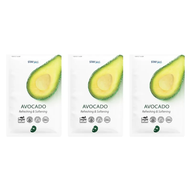 Loppuunmyynti Stay WellAvocado Sheet Mask Trio3 X Vegan Sheet Mask