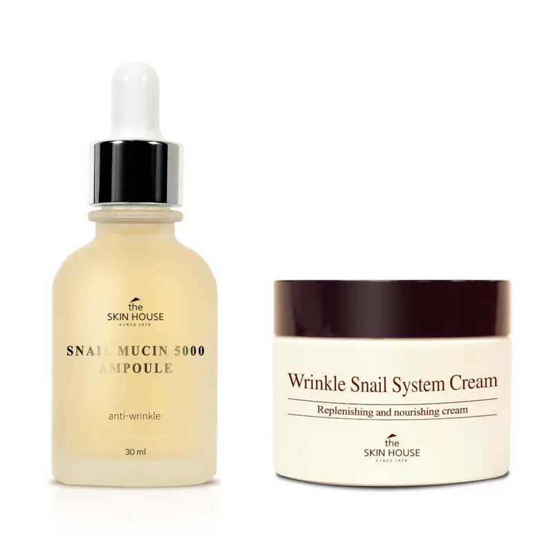 The Skin HouseSnail Wrinkle SetSnail Mucin 5000 Ampoule 30 ml + Wrinkle Snail System Cream 50 ml 80 ml Tukkuhinta