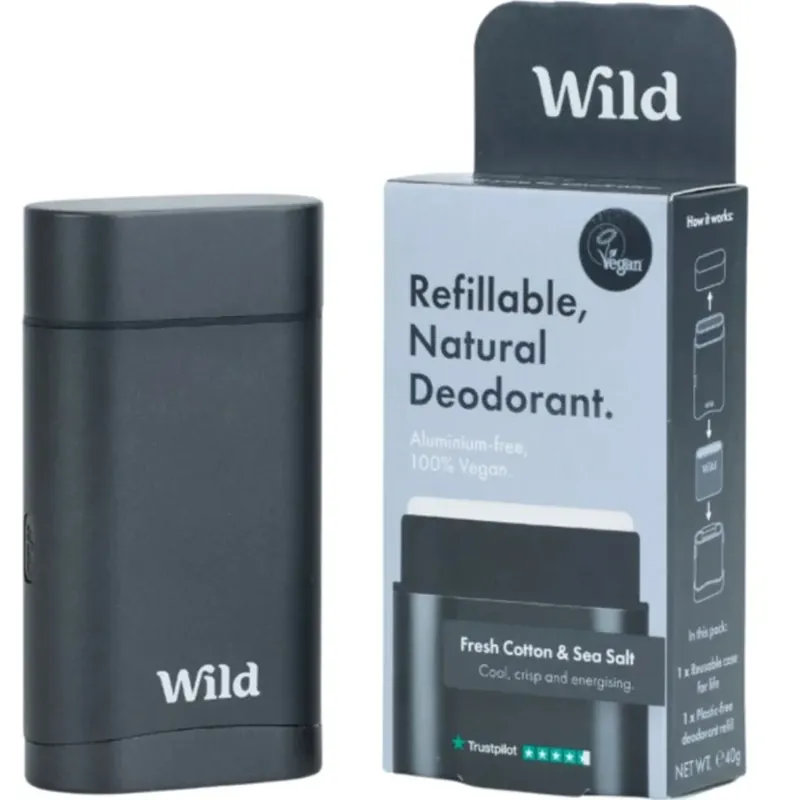 WildFresh Cotton & Sea Salt Refillable DeodorantBlack Case 40 g Tilaa Heti