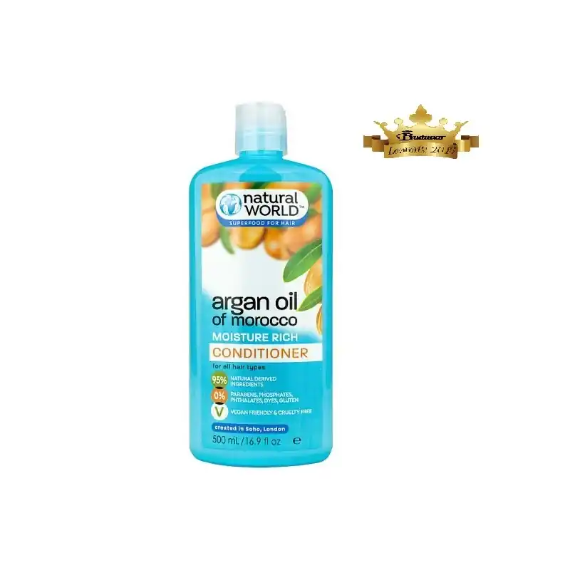Natural World Argan Oil of Morocco Moisture Rich hoitoaine 500ml Suosittu