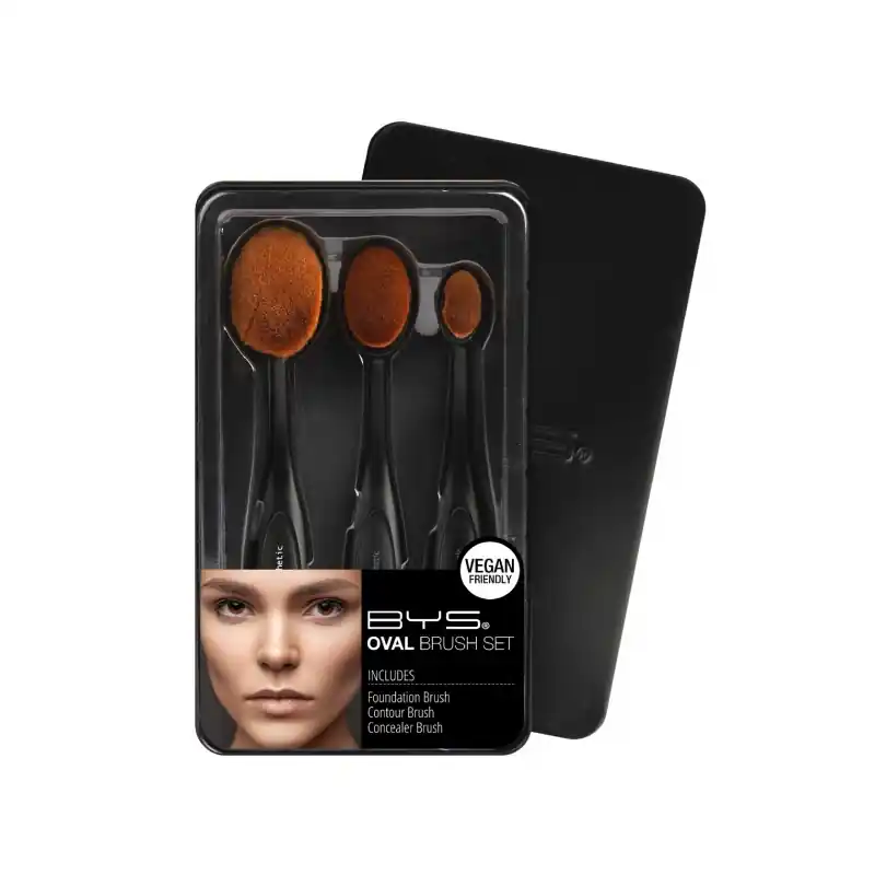 BYS Meikkisivellinsetti Oval Makeup Brush Set 3kpl Tukkuhinta