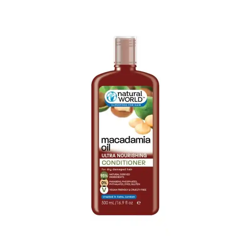 Sertifioitu Natural World Macadamia Oil Ultra Nourishing hoitoaine 500ml