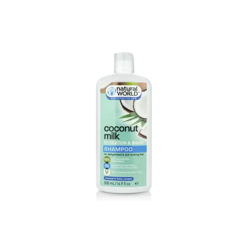 Natural World Coconut Milk Hydration&Shine shampoo 500ml Suosittu