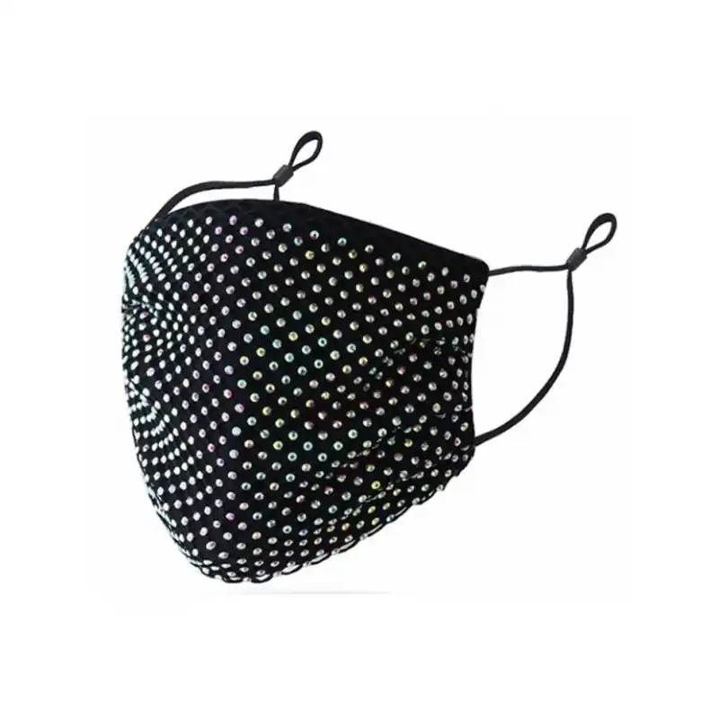 BYS Kasvomaski 2 Layer Fashion Black Aurora Boreal Jewelled Uusi Kokoelma