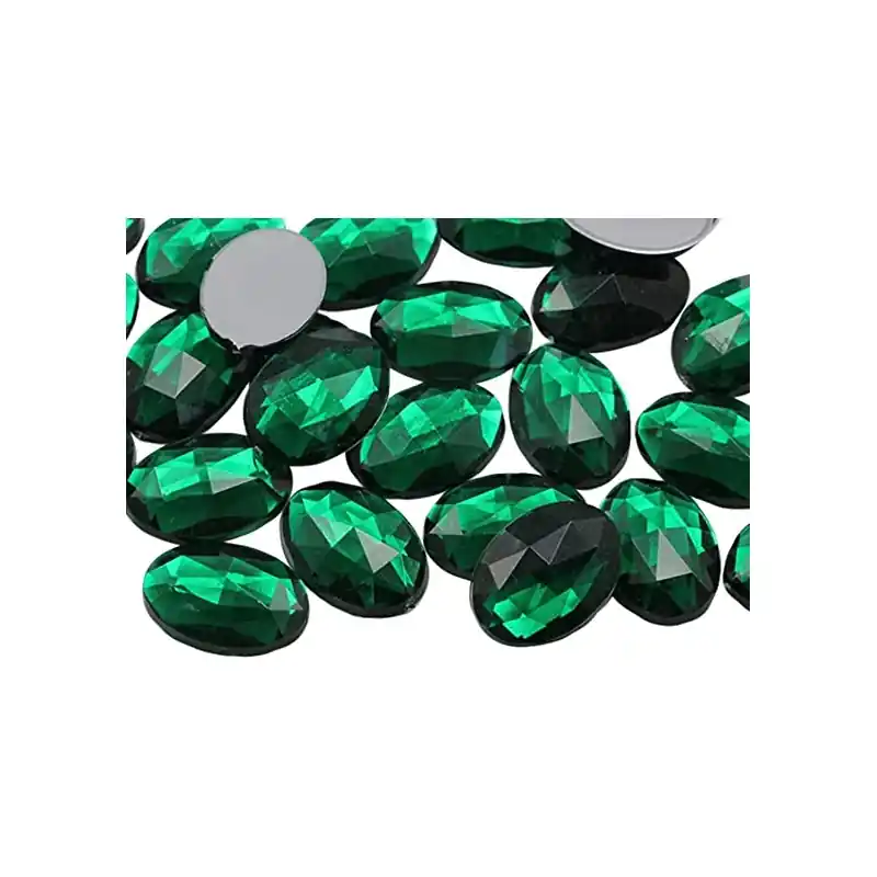 Feel Good Rhinestone Oval green 100pc Tehdashinta