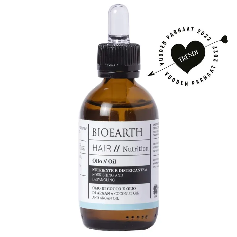 Alkuperäinen Bioearth HAIR 2.0 Nourishing and Detangling Hiusöljy kuiville hiuksille 50ml