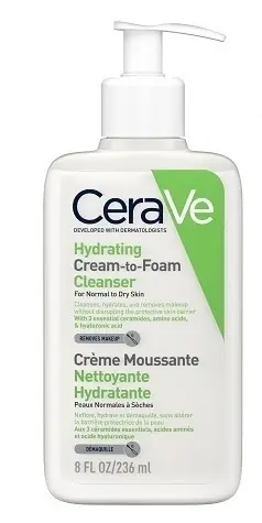 CeraVe Hydrating Cream-to-foam Cleanser 236 ml Ilmainen Palautus