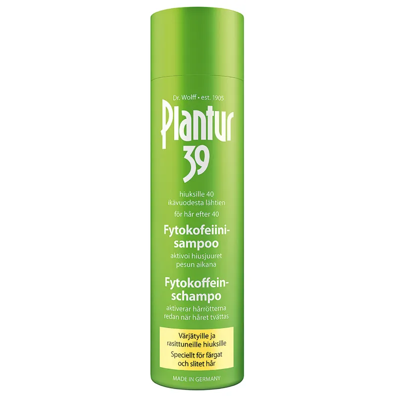 PLANTUR 39 FYTOKOFEIINISHAMPOO VÄRJÄTYT/RASITTUNEET HIUKSET 250 ML Tilaa Heti