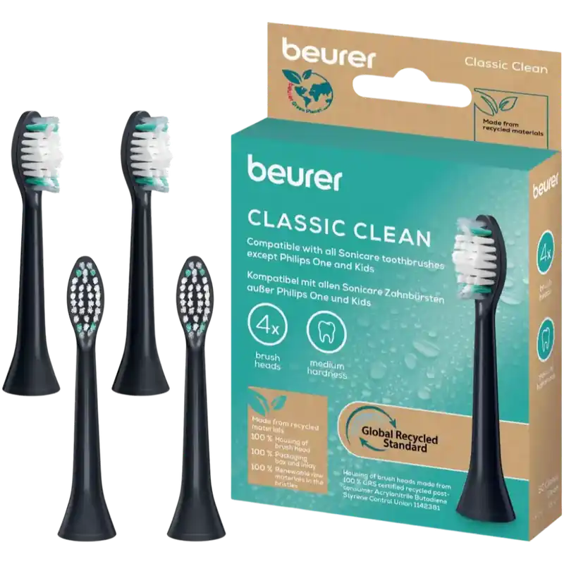 BEURER SC CLASSIC CLEAN VAIHTOHARJOJASONIC-SÄHKÖHAMMASHARJAAN4KPL Sertifioitu