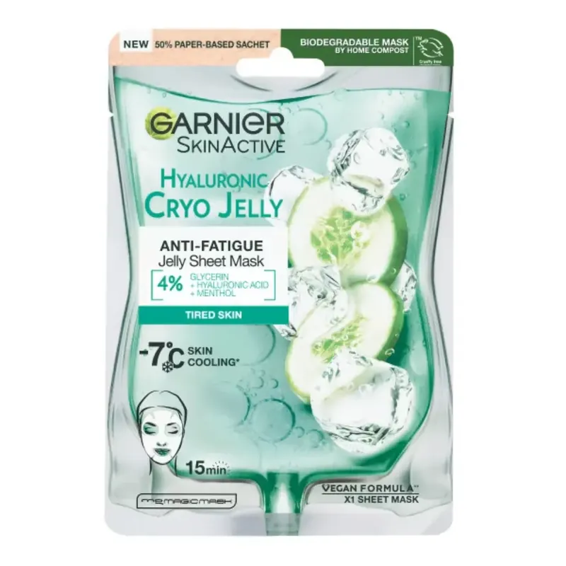 Ilmainen Palautus GARNIER SKIN ACTIVE HYALURONIC CRYOJELLYSHEETMASK KANGASNAAMIO
