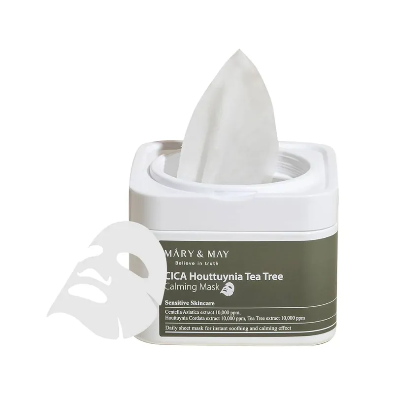 Edullinen MARY&MAY CICA Houttuynia Tea Tree Calming Mask 30pc kangasnaamiot