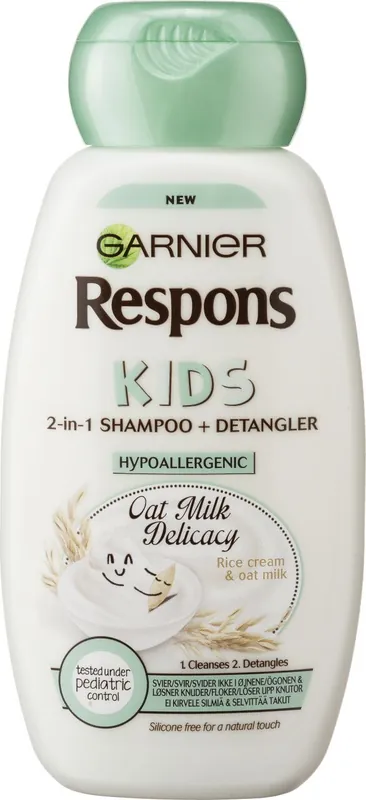Turvallinen Maksu Garnier Respons Kids 2in1 Hypoallergenic Oat Milk Delicacy lasten shampoo 250ml