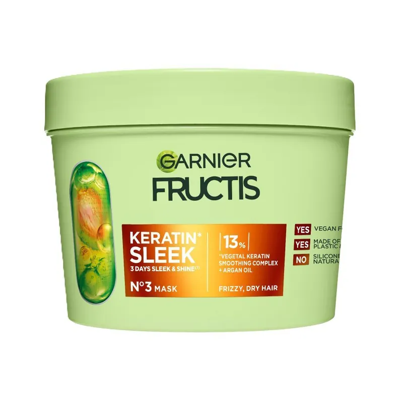 Alkuperäinen Garnier Fructis Keratin Sleek Hiusnaamio pörröisille hiuksille 370 ml